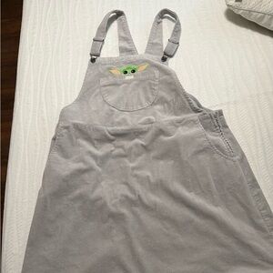 Her Universe Gray Overalls with Green Embroidery